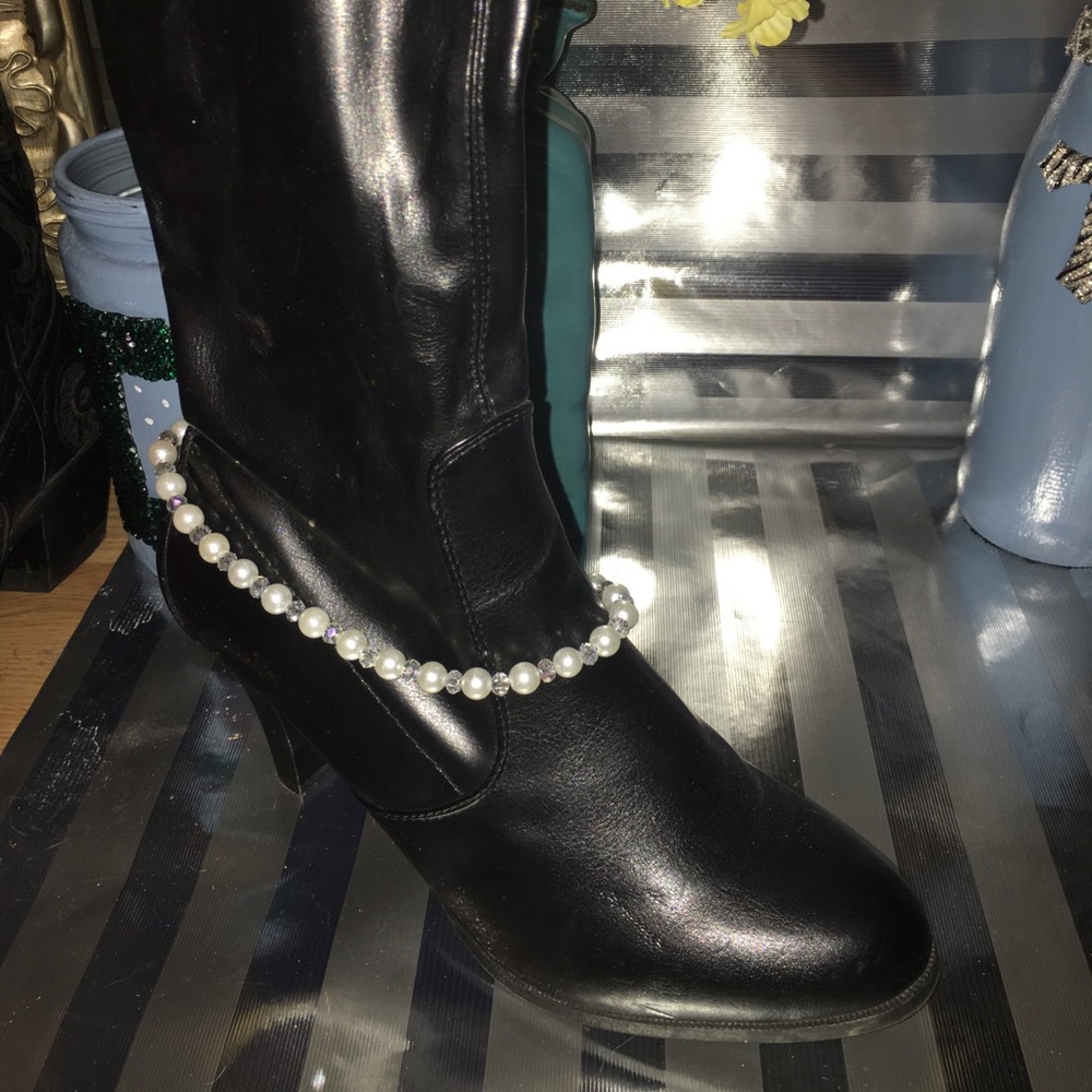 🆕1 Faux pearl w/Swarovski crystal boot bling New